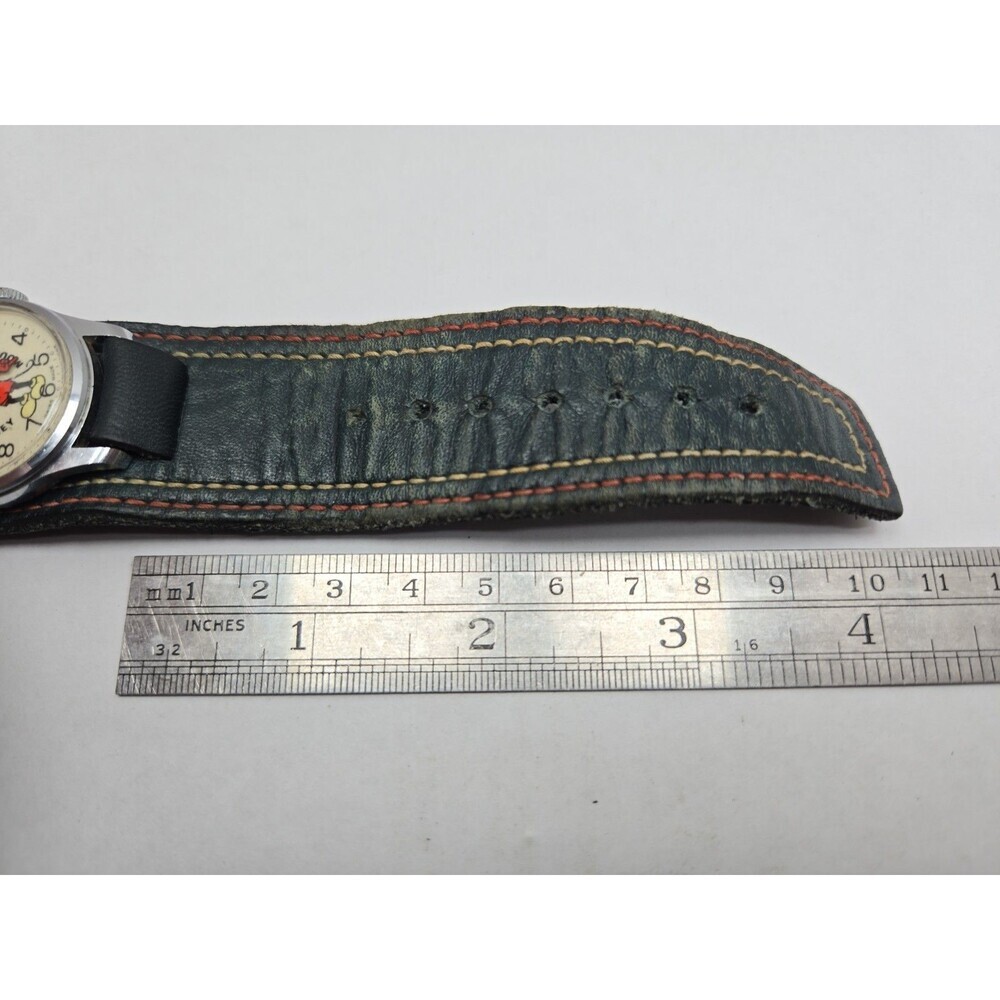 Vintage Bradley Mickey Mouse Swiss Made Walt Disney Mechanical Watch Blue Strap - Picture 10 of 14